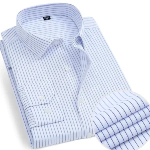 Camisa Social Masculina Listrada Manga Longa Casual
