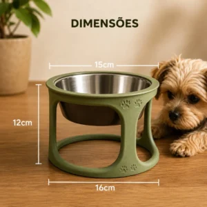 Comedouro Elevado para Pets com Pote Inox Premium