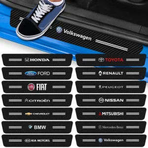 Kit 4 Adesivos para Soleira de Porta Carro Fibra de Carbono