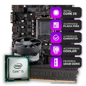 Kit Upgrade PC i5-3470 + Placa-Mãe 1155 + 16GB DDR3