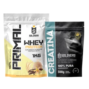Kit Whey Protein Primal 1kg + Creatina Monohidratada 500g Soldiers Nutrition