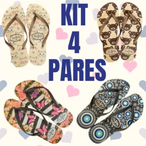 Kit com 4 Pares de Chinelos Confortáveis para Uso Diário