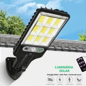 Luminária Solar de Parede 108 COB com Sensor de Presença