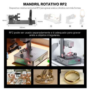 Máquina de Gravação a Laser Fiber 30W com Mandril