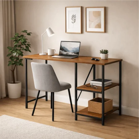 Mesa Escrivaninha Office Industrial 110cm com Prateleiras