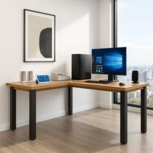 Mesa de Escritório Industrial 110cm com 2 Prateleiras