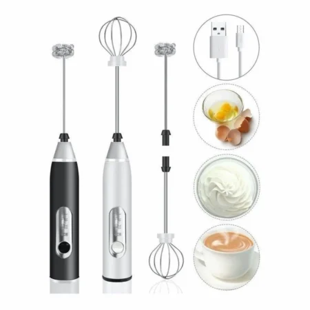 Mixer Elétrico para Bebidas 2 em 1 com Batedor USB