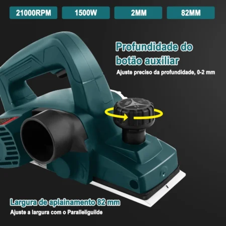 Plaina Elétrica Manual 1500W Dobevi com 2 Lâminas