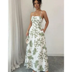Vestido Longo Feminino Alcinha Fina Floral com Bojo